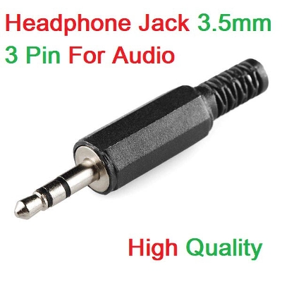 Picture of 2Pcs- 3 Pole Male 3.5mm 3Pin Stereo Audio Headphone Jack Connector Earphone Plug For Mobile Phone Computer Laptop Desktop PC MP3 Video Cables Connectors