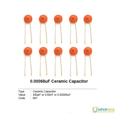 Picture of 25Pcs- 681 Ceramic Capacitor 681 680pF 50V Disc Capacitor Electrical Circuitry & Parts