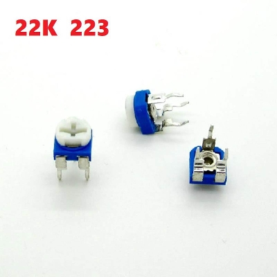 Picture of RM065 RM-065 VR 22K Ohm 223 Potentiometer Trimmer Trim Pot 22K Ohm 223 Trimpot Potentiometer Variable Resistor Top Adjustment Single Turn 6mm V/R Breadboard Friendly Electrical Circuitry & Parts - 10 Pcs