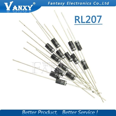 Picture of 20Pcs- Diode RL207 1000V 2A General Purpose Rectifier Diodes RL 207 Axial Electronic Silicon Junction Diode DO-15 Package Electrical Circuitry & Parts