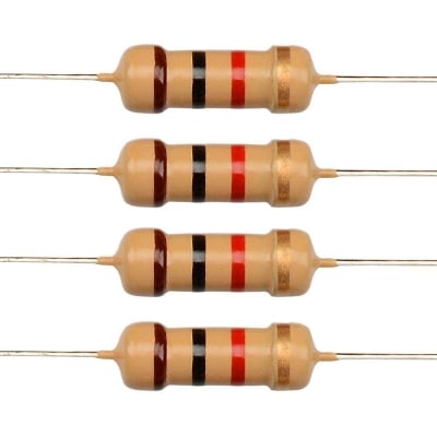 Picture of 25Pcs- 1/2 Watt 100K Resistor 100K Ohm 1/2W 5% Carbon Film Resistor 2 Pin Leads