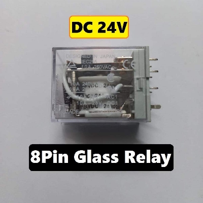 Picture of 24V Thin Pin DC 24V 8 Thin Pin 10A 250VAC Glass Relay LY2 LY2NJ JQX-13F DC24V Coil Power Relay Electromagnetic Relay 8 Pins DPDT 2NO 2NC DC-24V Relay Switches - Grey