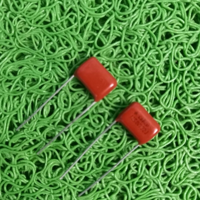 Picture of 10Pcs- METALLIZED 332j 1250V RED Color Metallized 332j Capacitor 1250V Polyester Film Capacitor Metallized 3.3nF Polypropylene Capacitors 2 Pin Leads