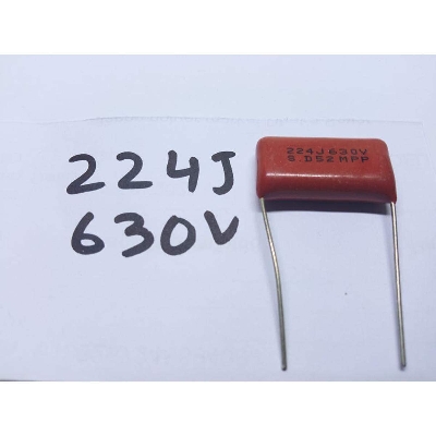 Picture of 3Pcs- METALLIZED 224j 630V Metallized 224j 630V Polypropylene Capacitor Mylar 220nF Polyester Film Capacitors Electronics Circuitry & Parts