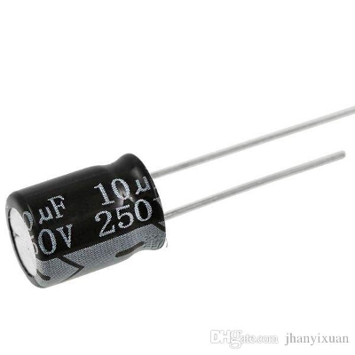 Picture of 5Pcs- RADIAL 10uF 250V Electrolytic Capacitors 10uF 250V Radial Polarized Aluminum Electrolytic Capacitor THT Electrolytic Radial Capacitors Electronics Circuitry & Parts