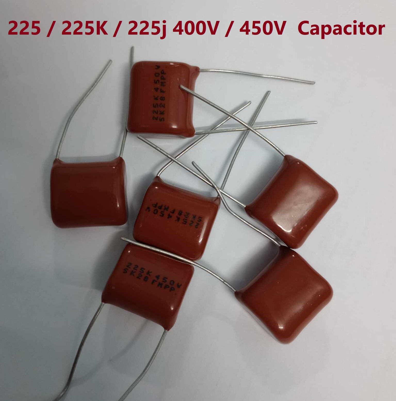 Picture of 3Pcs- Capacitors 225K / 225J 400V / 450V METALLIZED 225j 400V Metallized 225 450V Polypropylene Capacitor Mylar 2200nF Polyester Film Capacitors 2 Pin Leads