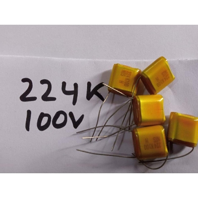 Picture of 10Pcs- 224j 100V Metallized Polypropylene Film 2A224J Capacitor 220nF 100V Mylar Polyester Film Electrical Circuitry & Parts