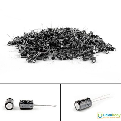 Picture of 5Pcs- RADIAL 10uF 160V Electrolytic Capacitors 10uF 160V Radial Polarized Aluminum Electrolytic Capacitor THT Electrolytic Radial Capacitors Electronics Circuitry & Parts