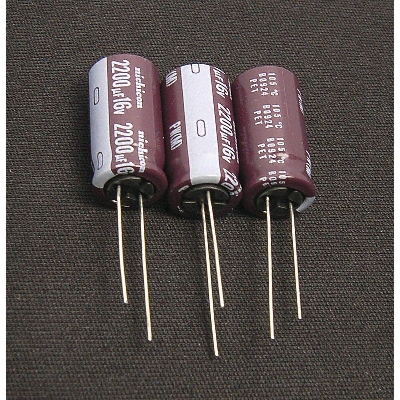 Picture of 3Pcs- RADIAL 2200uF 16V Electrolytic Capacitors 2200uF 16V Radial Polarized Aluminum Electrolytic Capacitor THT Electrolytic Radial Capacitors Electronics Circuitry & Parts