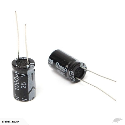 Picture of 5Pcs- RADIAL 1000uF 25V Electrolytic Capacitors 1000uF 25V Radial Polarized Aluminum Electrolytic Capacitor THT Electrolytic Radial Capacitors Electronics Circuitry & Parts