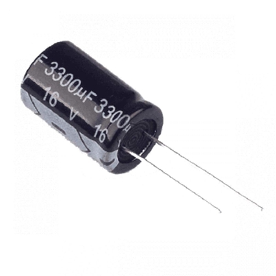Picture of RADIAL 3300uF 16V Capacitors Electrolytic Capacitors 3300uF 16V Radial Polarized Aluminum 16V Capacitor THT Electrolytic Radial Capacitors 2 Pin Leads 3300uF Capacitors