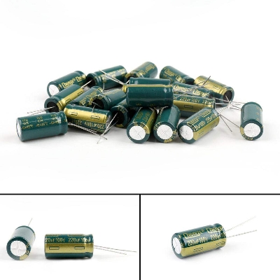 Picture of 2Pcs- RADIAL 220uF 100V Electrolytic Capacitors 220uF 100V Radial Polarized Aluminum Electrolytic Capacitor THT Electrolytic Radial Capacitors Electronics Circuitry & Parts