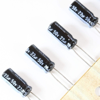 Picture of 25Pcs- RADIAL 22uF 50V Electrolytic Capacitors 22uF 50V Radial Polarized Aluminum Electrolytic Capacitor THT Electrolytic Radial Capacitors Electronics Circuitry & Parts