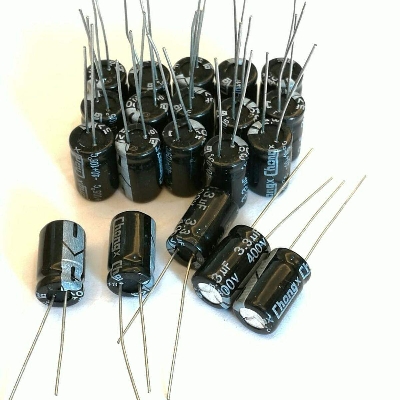 Picture of 3Pcs- RADIAL 3.3uF 400V Electrolytic Capacitors 3.3uF 400V Radial Polarized Aluminum Electrolytic Capacitor THT Electrolytic Radial Capacitors Electronics Circuitry & Parts