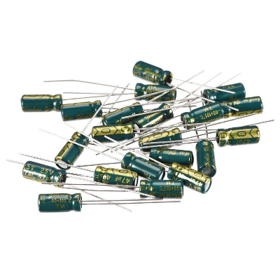 Picture of 20Pcs- 47uF 25V Electrolytic Capacitor 47uF 25V Radial Polarized Aluminum Electrolytic Capacitor Electronics Circuitry & Parts