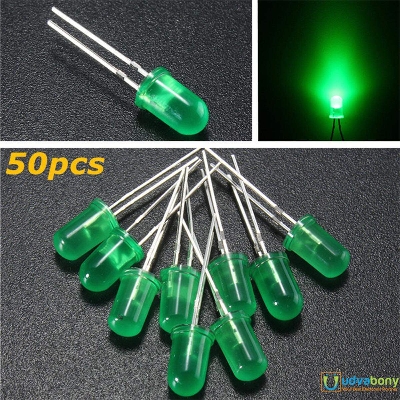 Picture of 50Pcs-5mm Colorful GREEN LED 5mm Round LED Light Emitting Diode Basic Green Light Bulbs For Electronics Project Indicator Front Panels LED Light DIY - Rgb Light