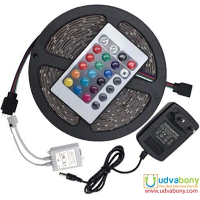 Picture of  HEAVY Quality RGB 16 FEET Strip LED Lights Multicolor DC 12V Remote Control RGB LED Strip Color Changing Light For Living Room Party Decoration LED Strip Lighting