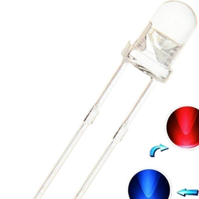 Picture of 10Pcs- 2 Pin Red Blue Transparent 5mm Water Clear Led 5mm 2 Pin Transparent Round 5mm LED Light Emitting
