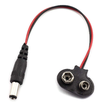 Picture of DC 9V Battery Clip Connector Lead Socket 6F22 Battery Holder Snap 9 Volt With DC Power Jack 2.1mm - Grey