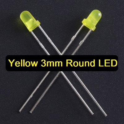 Picture of 50Pcs- 3mm LED YELLOW 3mm Round LED Light Emitting Diode Basic Yellow Light Bulbs For Electronics Project Indicator Front Panels Light DIY