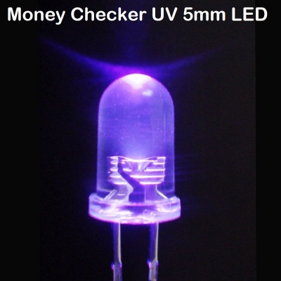 Picture of Avant-garde - 5Pcs- UV Money Checker LED Ultra Bright Clear Transparent DC 3V 20mA 5mm Purple UV LED Diode Lights Emitting Diodes