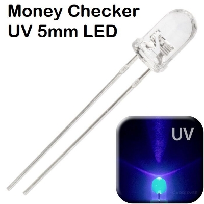 Picture of Avant-garde - 5Pcs- UV Money Checker LED Ultra Bright Clear Transparent DC 3V 20mA 5mm Purple UV LED Diode Lights Emitting Diodes