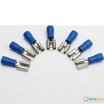 Picture of 10Pcs- RED BLUE Easy Battery Connectors Insulated Female 4mm Spade Quick Battery Disconnectors Wire Terminal Crimps Terminals Nylon Wiring Kit For Battery Cables Connections