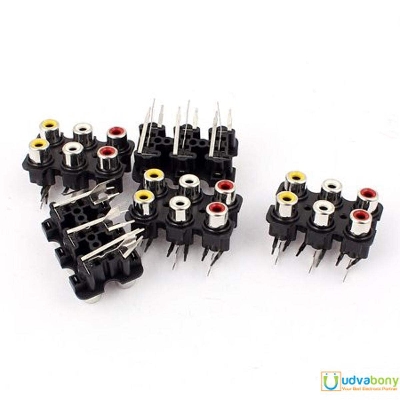 Picture of PCB Mount Stereo Audio Video Jack AV/RCA Socket 6 Position Female Connector-3Pcs