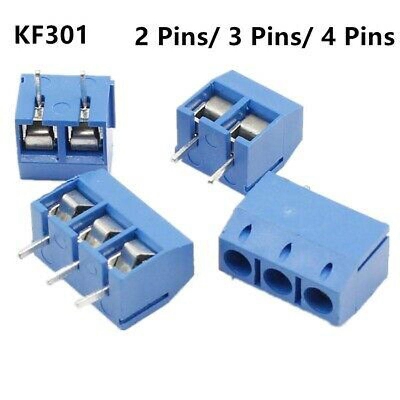 Picture of 5Pcs- 3Pin BLUE Color KF301-3P 3 Pin Plug-In PCB Mount Straight Screws Terminal Block Connector 5.08mm Pitch Socket Strips For Electronics Cables Connectors Terminals 