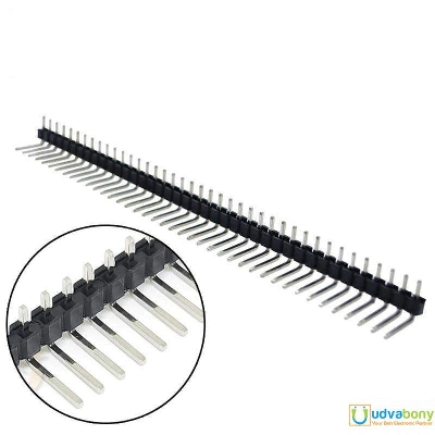 Picture of 2Pcs- 40x1 ROW RIGHT Angle Male Header 40x1 90 Degree Pins Single Row 2.54mm Pitch Pin Male Header Connector Strips For Breadboard Friendly Electronics Circuitry & Parts
