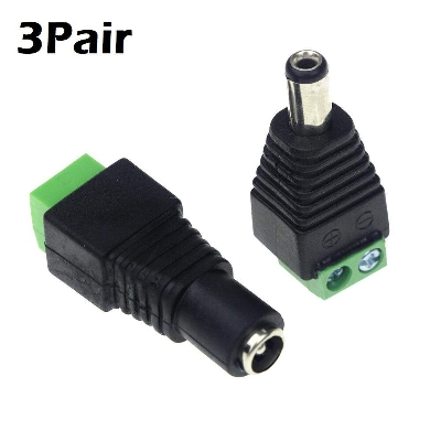 Picture of 3Pair MALE FEMALE 2 Pin Screw Terminal With BARREL Type 2.1mm Male Female DC Power Jack Socket 5V 12V 24V 5.5×2.1mm Plug To Power Supply Jack Socket Adapters For LED Strip Cables