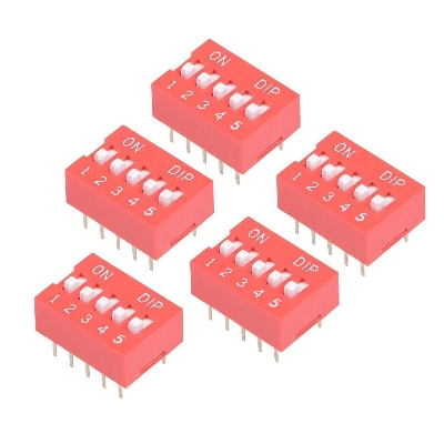Picture of 2Pcs- DIP 5 Position DIP Switches 5 Position 2.54mm Pitch Horizontal DIP Switch Five Positions Piano Type Dial DIP Slide Switch For Electronics Circuit P.C.B