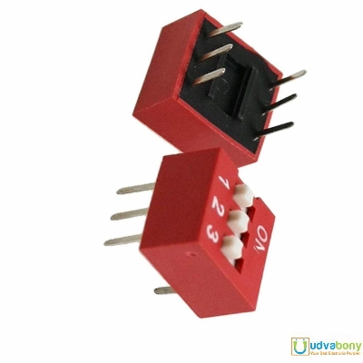 Picture of 2Pcs- DIP 3 Position DIP Switches 3 Position 2.54mm Pitch Horizontal DIP Switch Three Positions Piano Type Dial DIP Slide Switch For Electronics Circuit P.C.B