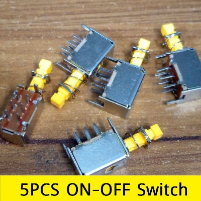 Picture of 5Pcs- PS-22E05 Metal Body ON-OFF Switch 0.3A DC 50V 6 Pin Self Lock SWITCH For TV