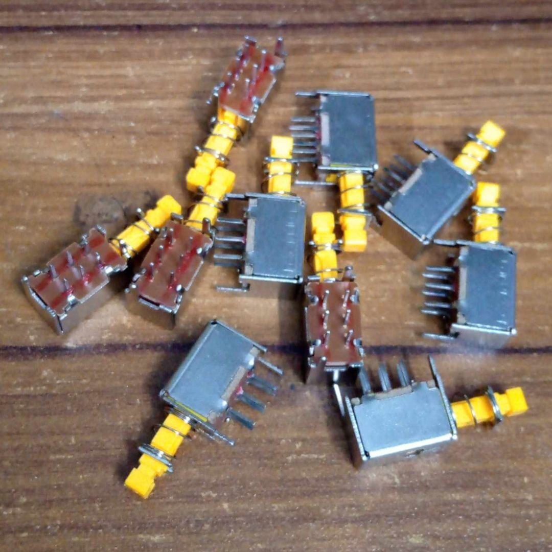 Picture of 5Pcs- PS-22E05 Metal Body ON-OFF Switch 0.3A DC 50V 6 Pin Self Lock SWITCH For TV