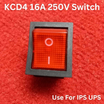 Picture of Upscale Living - KCD4 Rocker Switch 16A 250V 4 Pin Black Color Switches 4Pin On Off 2 Positions Full Illuminated Neon RED Indicators - Green