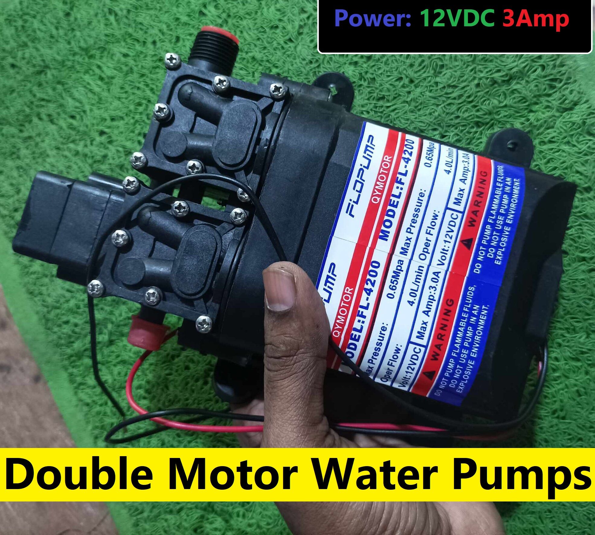 Picture of High Pressure Water Pumps 12V 3A Double Motor Water Pumps 12V 3A 160W For Bike Car Washing Water Pumps Garden Irrigation - Green