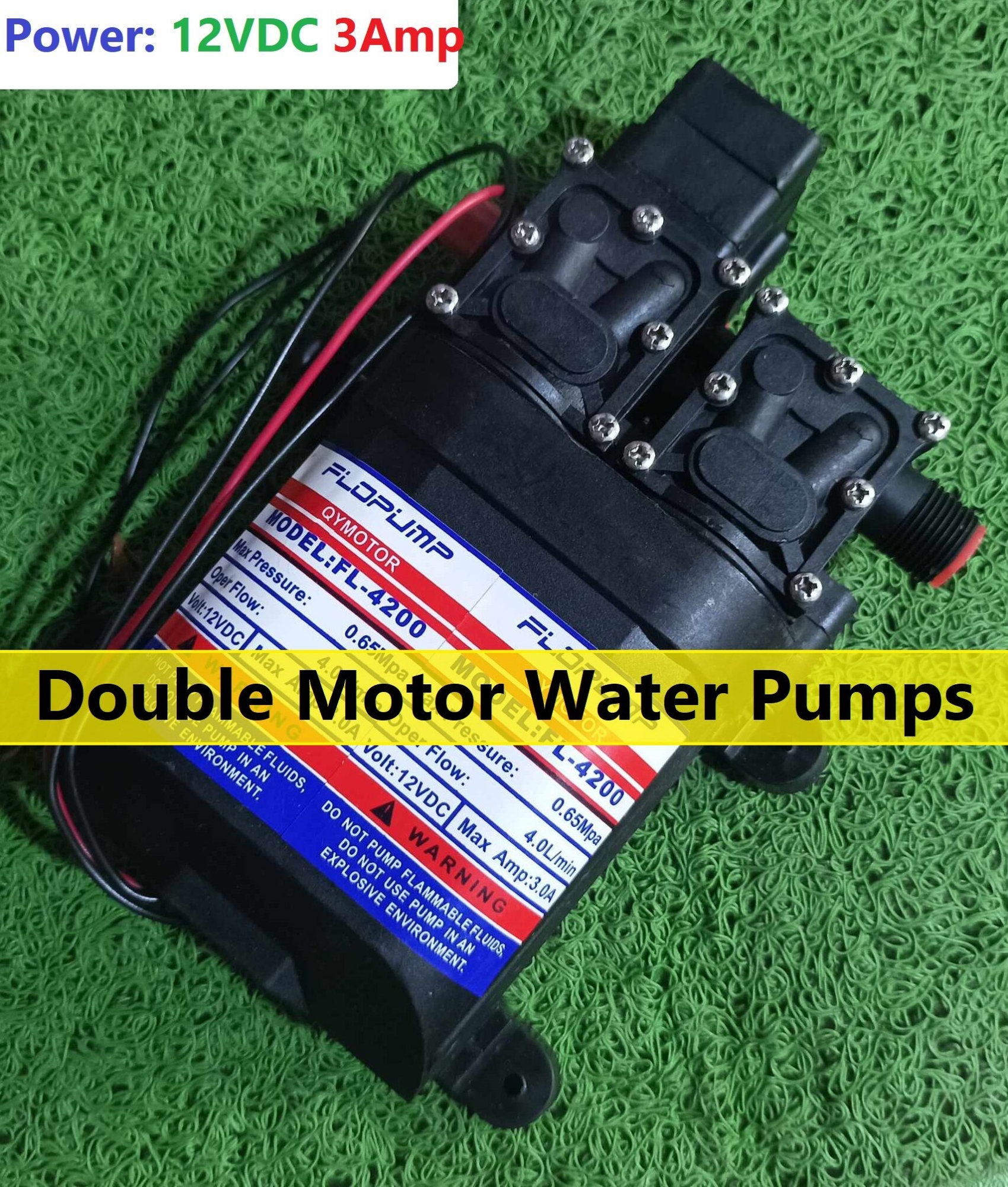 Picture of High Pressure Water Pumps 12V 3A Double Motor Water Pumps 12V 3A 160W For Bike Car Washing Water Pumps Garden Irrigation - Green