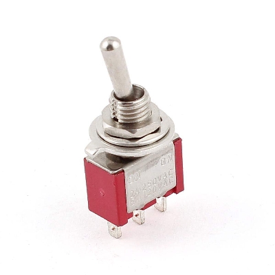 Picture of 10mm Long HEAD 3Pin Self-Lock TOGGLE Switch MTS202 AC 125V 6A 3 Pin 3 Positions SPDT ON-OFF-ON Miniature Toggle Switch With 10mm Handle For Car Bus Truck CNG