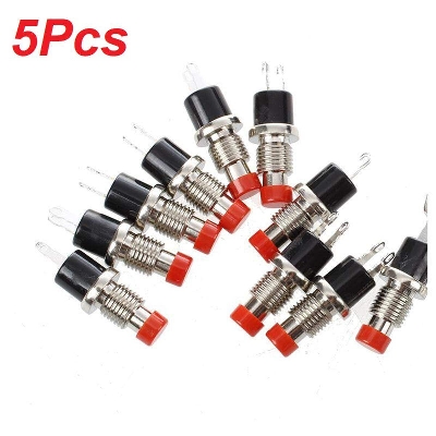 Picture of 5pcs Mini On Off 2 Pin AC 250V 1A SPST Momentary On Off Normally Open Lockless Momentary On Off Switch