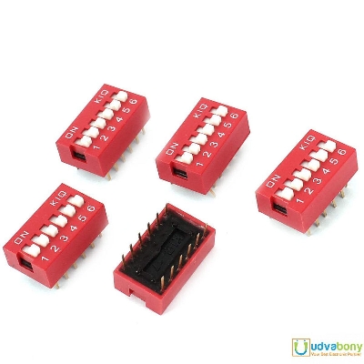 Picture of 2Pcs- DIP 6 Position DIP Switches 6 Position 2.54mm Pitch Horizontal DIP Switch Six Positions Piano Type Dial DIP Slide Switch For Electronics Circuit PCB