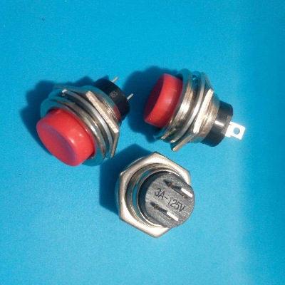 Picture of Round Shape 3A/125V SPST Red Panel Mounting Momentary 2 Pin Push Button Switch