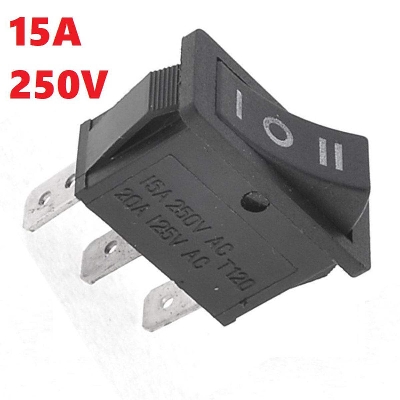 Picture of ON-OFF-ON 15A KCD3 Rocker Switch 15A 250V 3 Pin BLACK Color Switches 3Pin On Off On 3 Positions Power Switches For Auto Car Boat IPS UPS Heat Machine Drill Machine