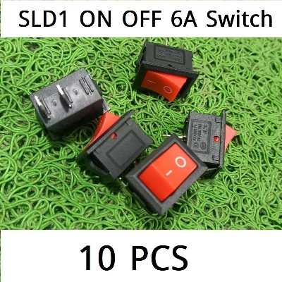 Picture of 10Pcs - 6A 2Pin RED BLACK Color MICRO ON OFF Switch 2 Pin 6A 250VAC 2 Positions Switches Power Rocker Switches