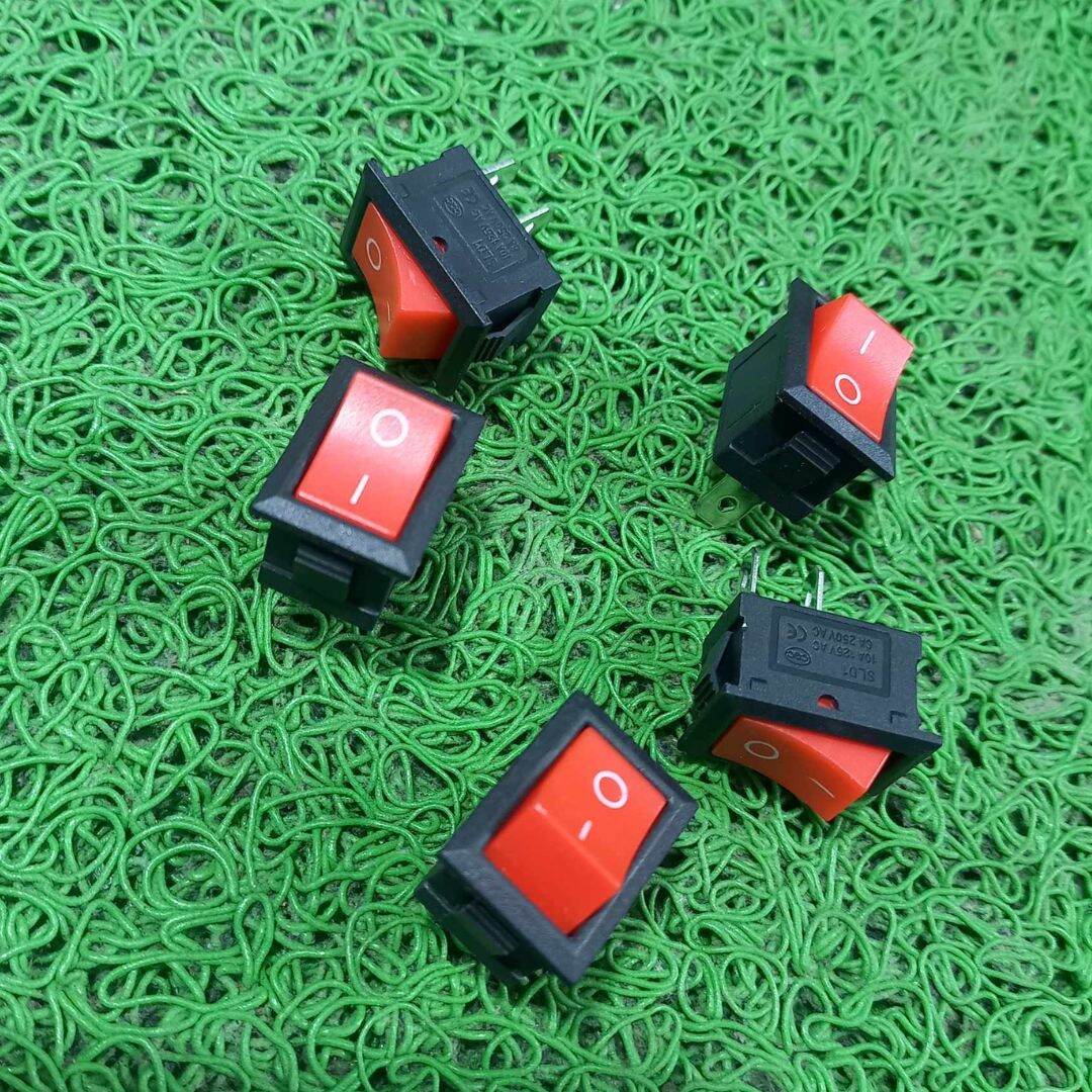 Picture of 10Pcs - 6A 2Pin RED BLACK Color MICRO ON OFF Switch 2 Pin 6A 250VAC 2 Positions Switches Power Rocker Switches