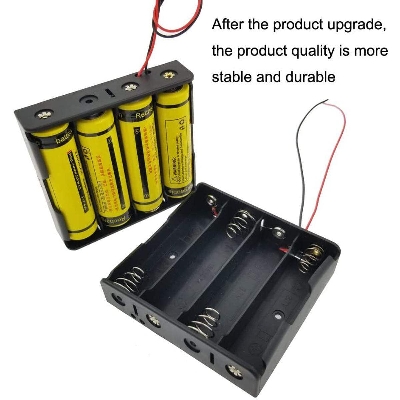 Picture of 4 TANK 18650 4 Tank Rechargeable Battery Holder Four Slot Plastic Storage Box Case With Leads Cables Wire 18650 Model Batteries Fit For Electronics Circuitry & Parts