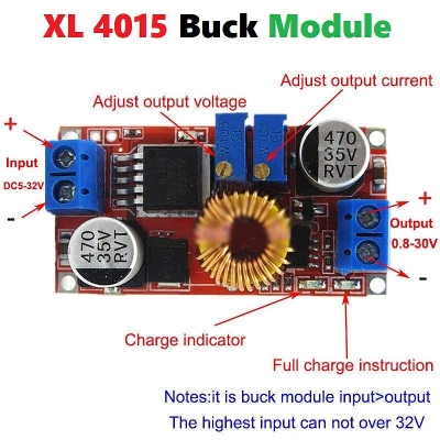 Picture of DC DC Step Down XL4015 Buck Converter 5v-32v To 0.8V-30V 5A 75W Adjustable Module Power Supply Powerpoints Switches & Savers