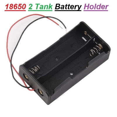 Picture of 2 TANK 18650 2 Tank Rechargeable Battery Holder Four Slot Plastic Storage Box Case With Leads Cables Wire 18650 Model Batteries Fit For Electronics Circuitry & Parts