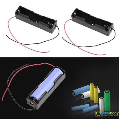 Picture of 18650 One Tank Rechargeable Battery Holder Single Slot Plastic Storage Box Case With Leads Cable Wire