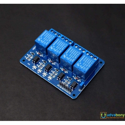 Picture of 12V Re-lay Module DC 12V Four Channel Isolated Relay Control Module With Screw Terminal For Arduino 4 Channel DC12V With Optocoupler Protection Electrical Circuitry & Parts